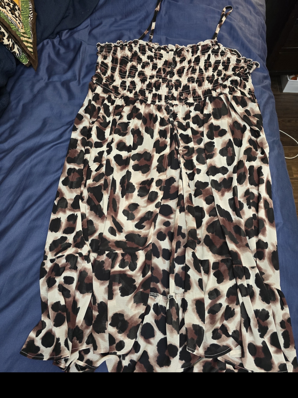 Torrid Animal Print Open Front Sheer Smocked Top in Black & Brown